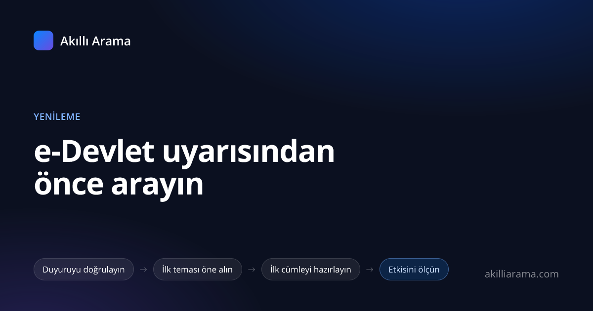 e-Devlet yenileme uyarısına karşı acentenin dört adımlık akışı: duyuruyu doğrulama, erken temas, ilk cümle ve ölçüm.